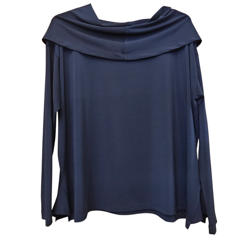Planet by Lauren G Matte Jersey Cowl Neck Top 1 US Size 8 Midnight B Microfiber - Picture 3 of 10